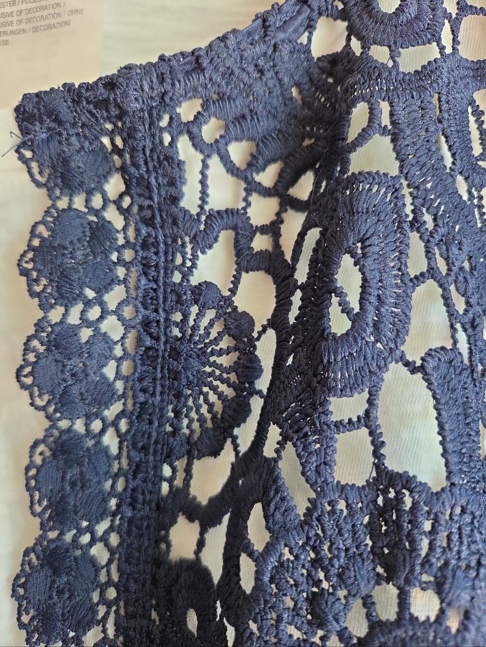 Title Isaac Mizrahi Live Navy Floral Lace Open Front Shrug Cardigan Large NWOT - Picture 5 of 6